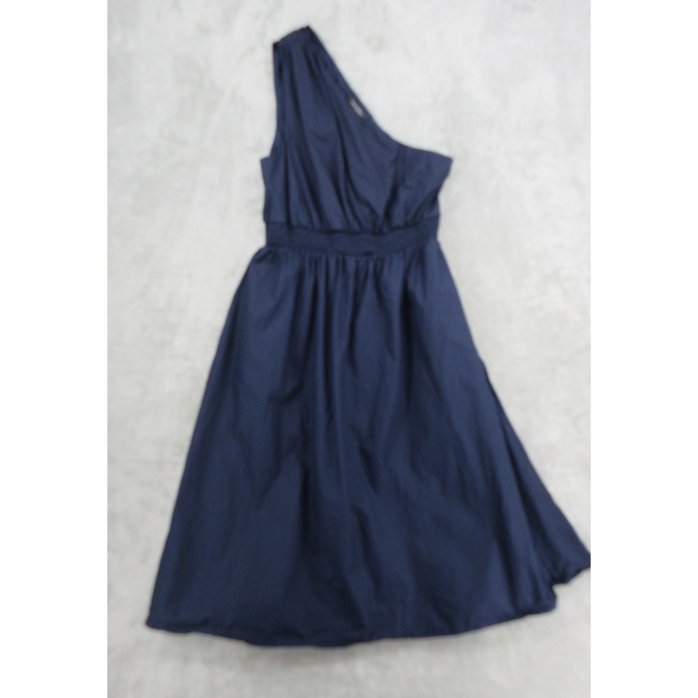 Banana Republic Dress Womens XL Navy Blue One Shoulder Midi Smocked Midi Party